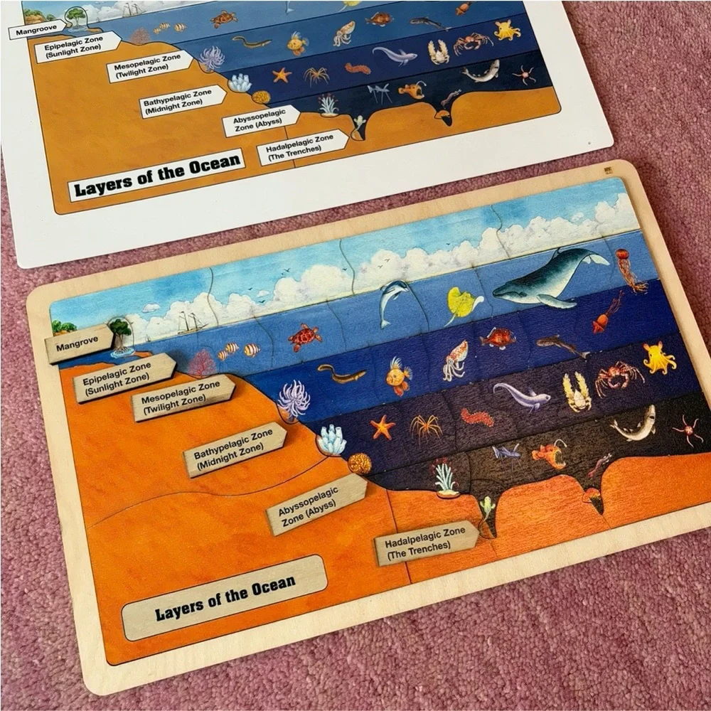 Montessori Layers of the Ocean Puzzle Wooden Puzzle | Homeschool
